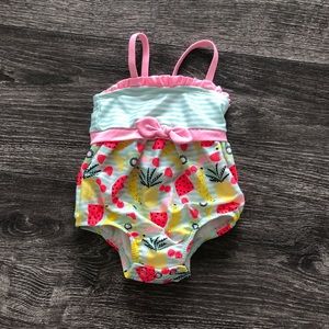 Pink teal & yellow pineapple swimsuit